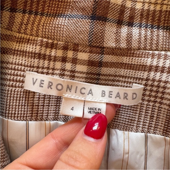 Veronica Beard Viva Dickey Jacket Brown Plaid Blazer - Picture 9 of 15